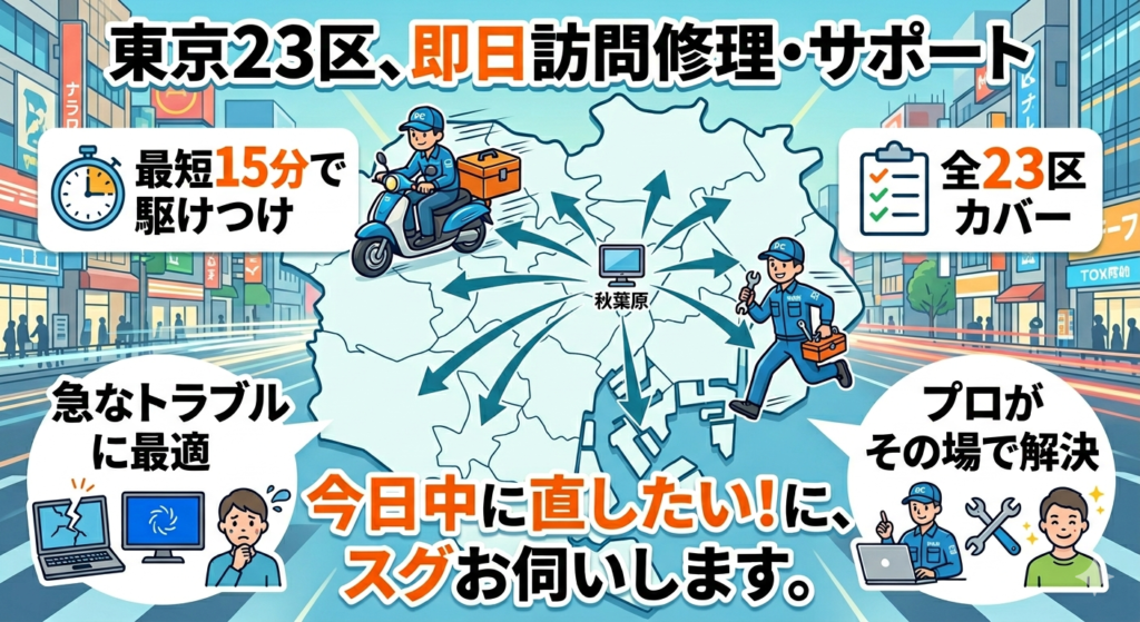23区、即日訪問修理・サポート