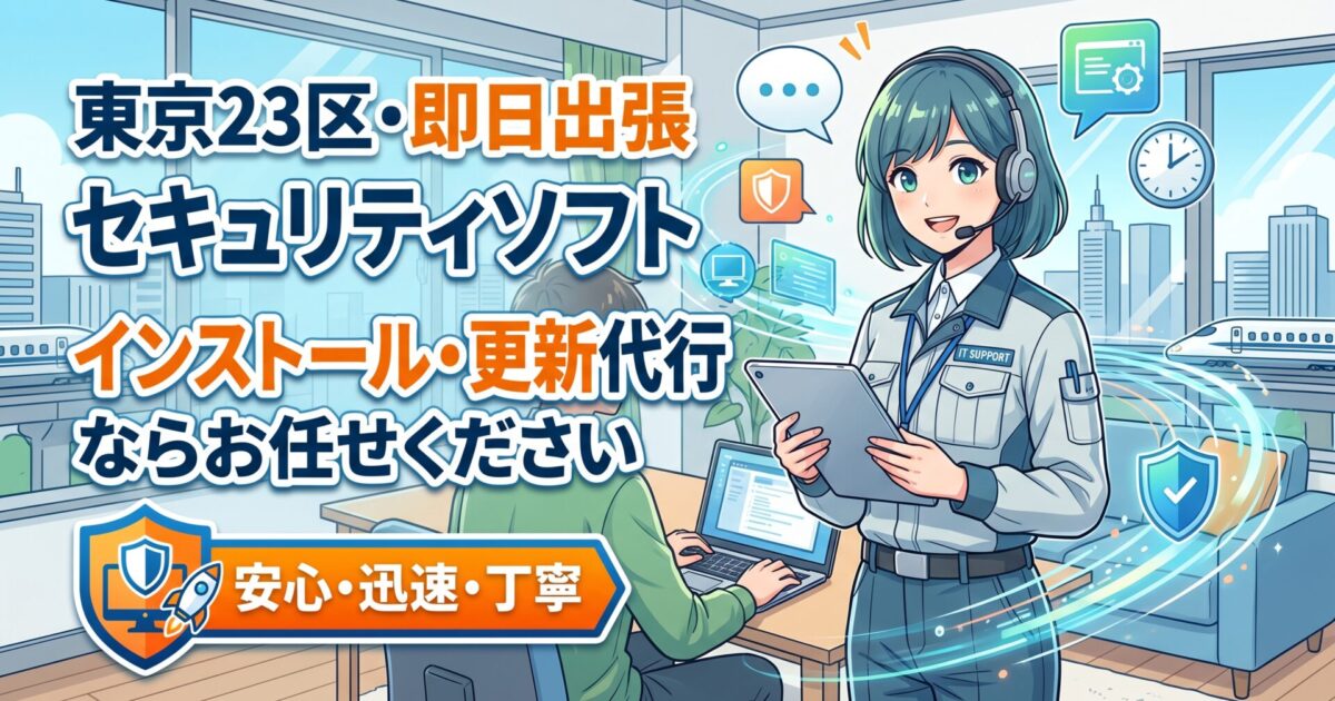 東京23区・即日出張｜セキュリティソフトのインストール・更新代行ならお任せください