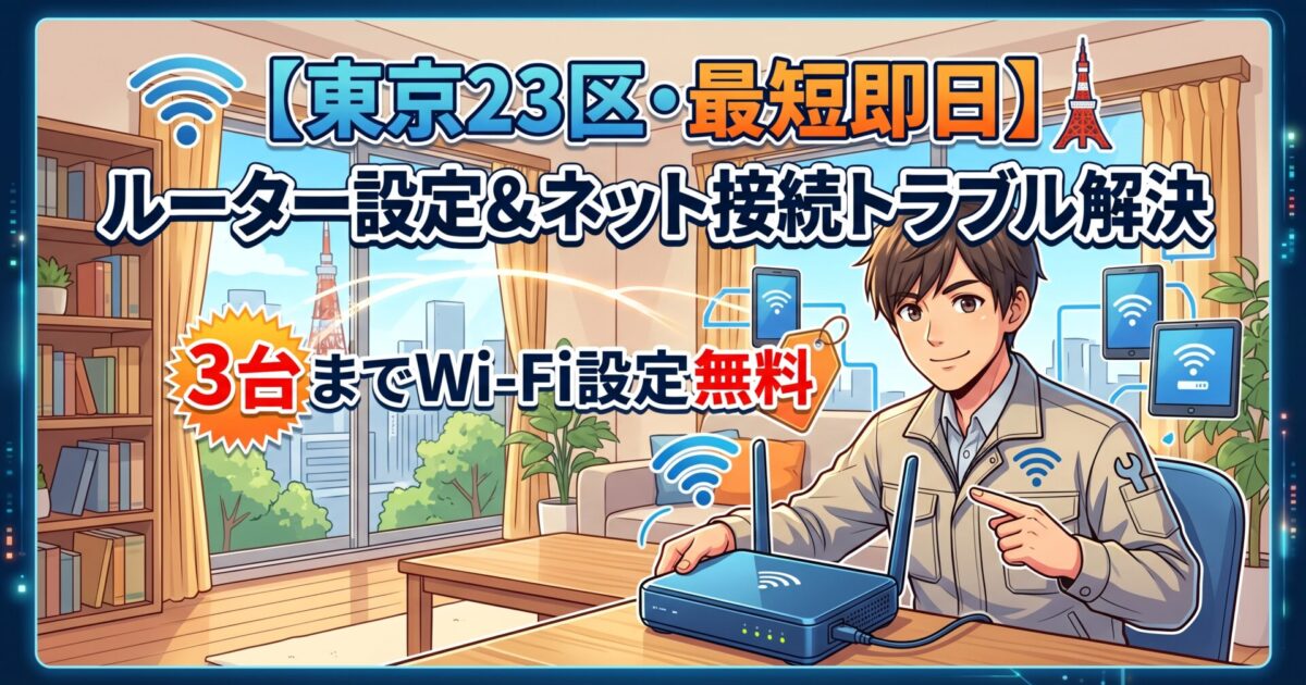 【東京23区・最短即日】ルーター設定＆ネット接続トラブル解決｜3台までWi-Fi設定無料