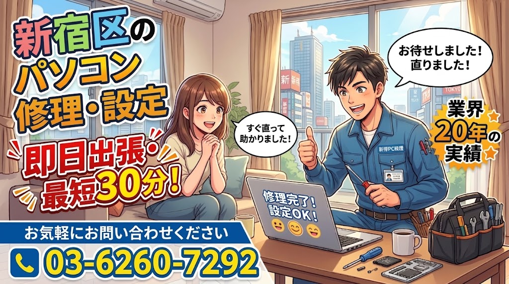 新宿区のパソコン修修理・設定
