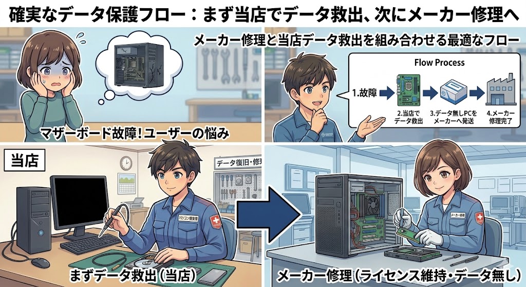 データの救出は当店で、修理はメーカーへ