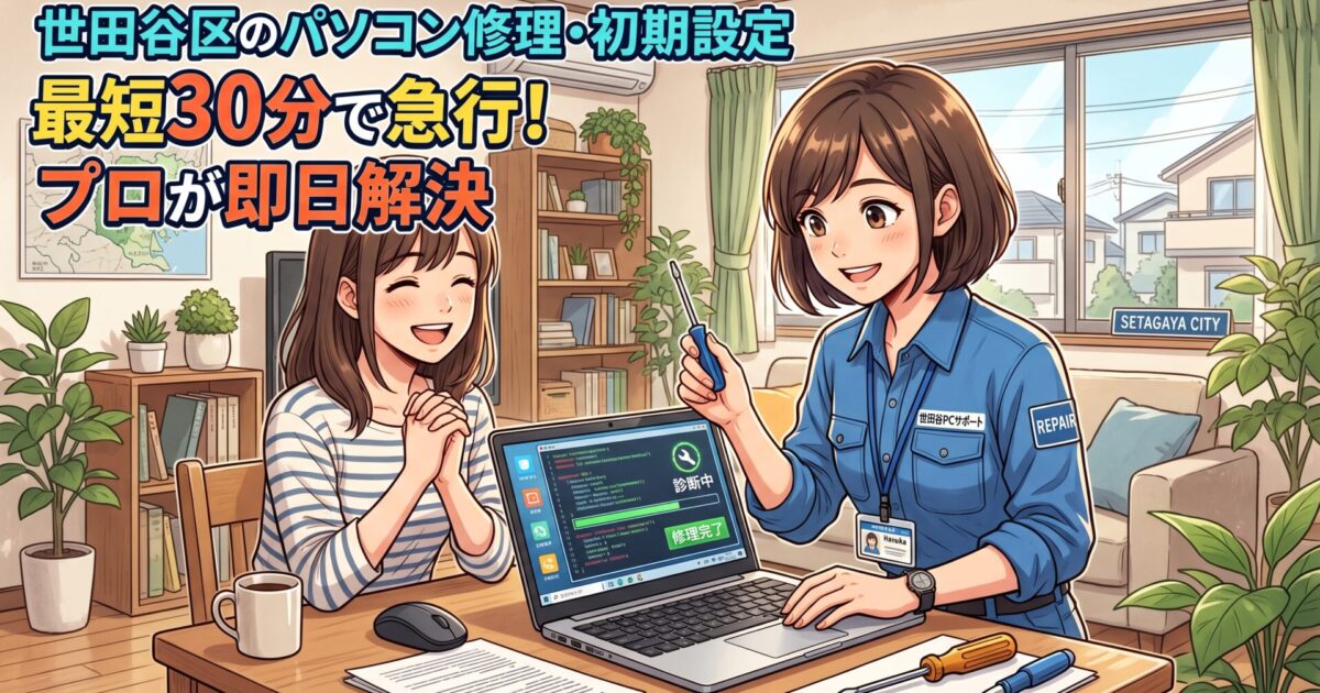 世田谷区のパソコン修理・初期設定｜最短30分で急行！プロが即日解決