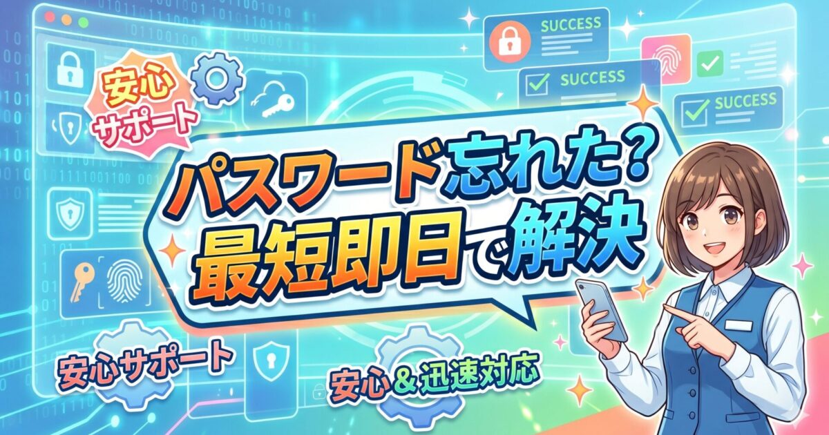 パスワード・PINが解らなくても解決いたします