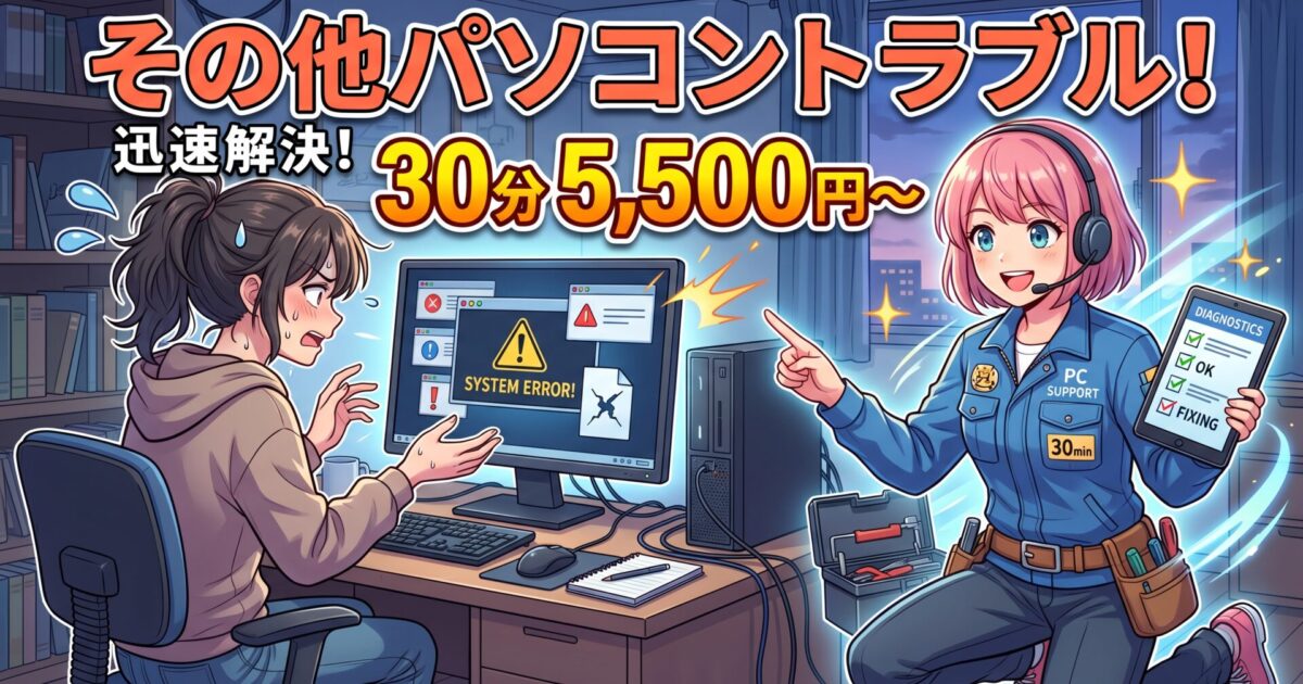 その他パソコントラブル！ 30分5,500円〜迅速解決