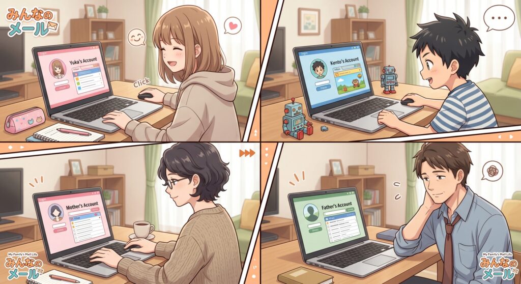 家族共有でそれぞれのメール設定