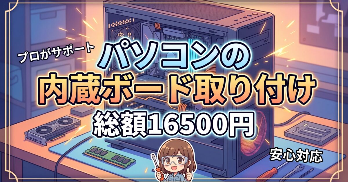 文字を中心に パソコンの内蔵ボード取り付け 総額16500円