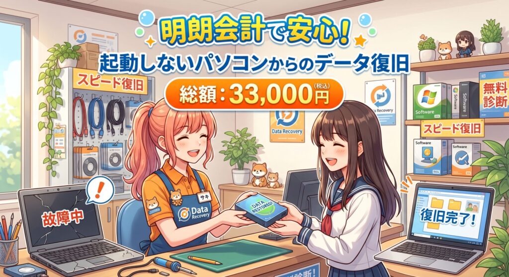 データ復旧作業33000円(正常に起動しない状態からの救出)