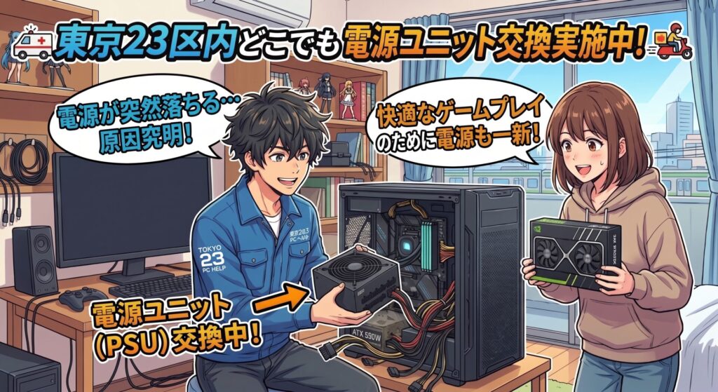 「パソコンの電源が突然落ちる…」 「最新の3Dゲームを快適に遊びたいから、グラフィックボード（グラボ）を乗せ換えたい！」

そんな時は、パソコンの心臓部である「電源ユニット」の見直しが必要です。