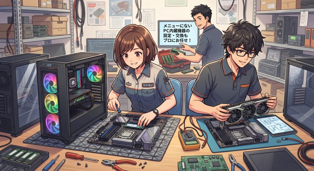 メニューにないPC内蔵機器の設定・交換もプロにお任せ！