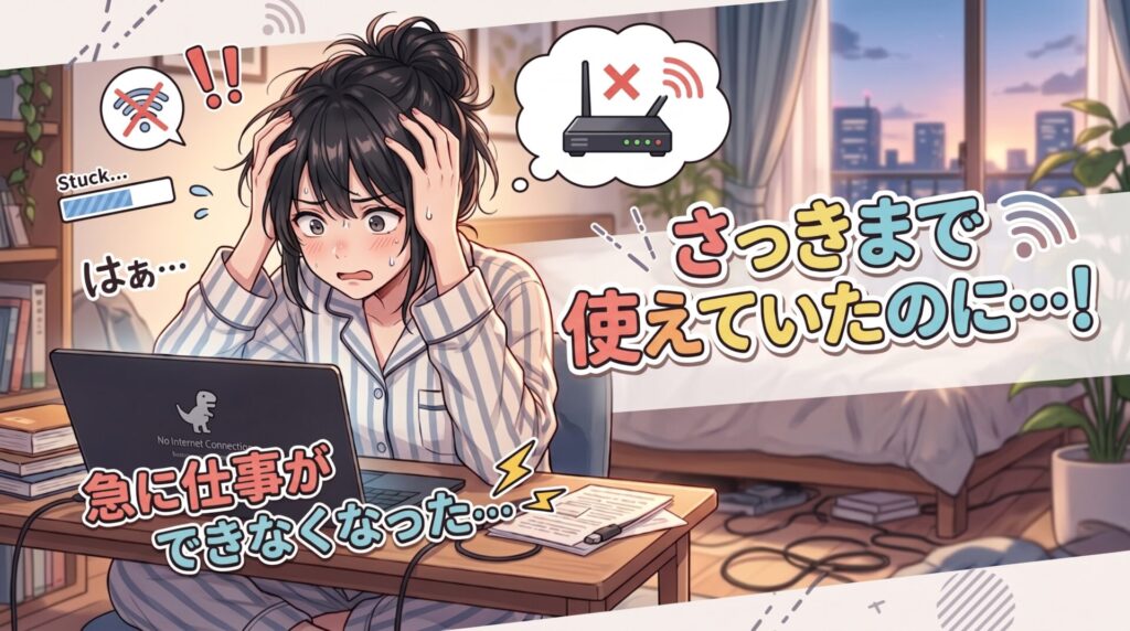 「さっきまで使えていたのに…」「急に仕事ができなくなった…」 突然のインターネットトラブルは本当に困りますよね。
