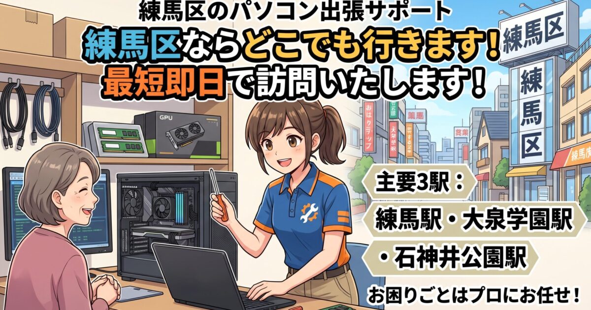「パソコンが急に動かなくなった」「新しいPCを買ったが設定ができない」 杉並区でパソコンのトラブル・設定にお困りなら、地域密着・業界歴20年の当店にお任せください。杉並区エリアを毎日巡回しているからこそできる、「どこよりも早いスピード解決」をお約束します。