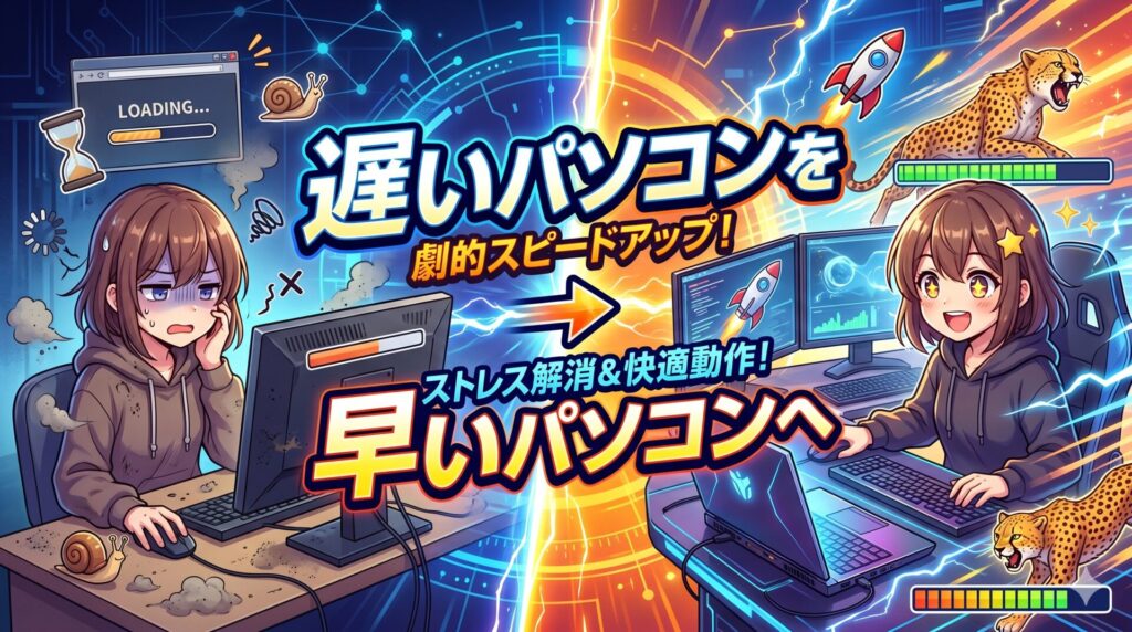 遅いパソコンを速くしてみせます