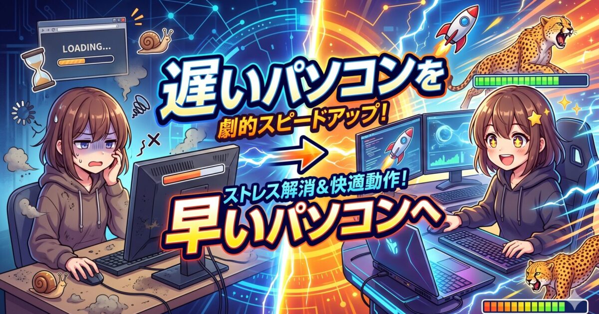遅いパソコンを速くしてみせます