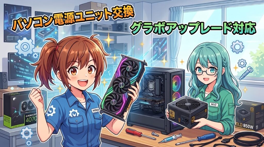 パソコンの電源ユニット交換・グラボアップグレード対応
