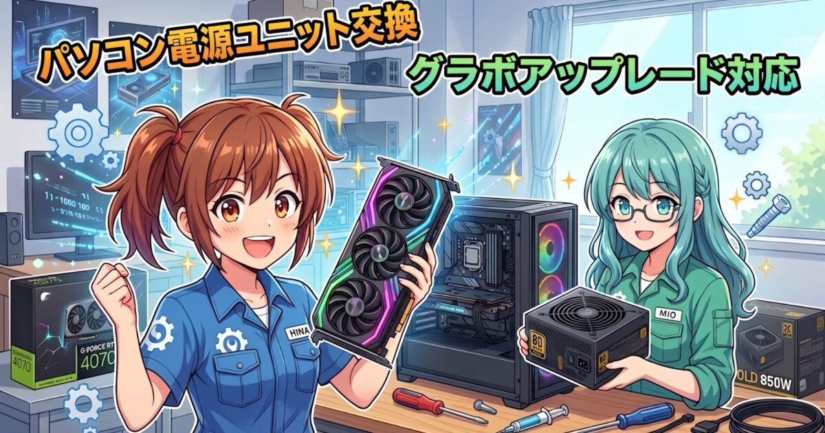 パソコンの電源ユニット交換・グラボアップグレード対応