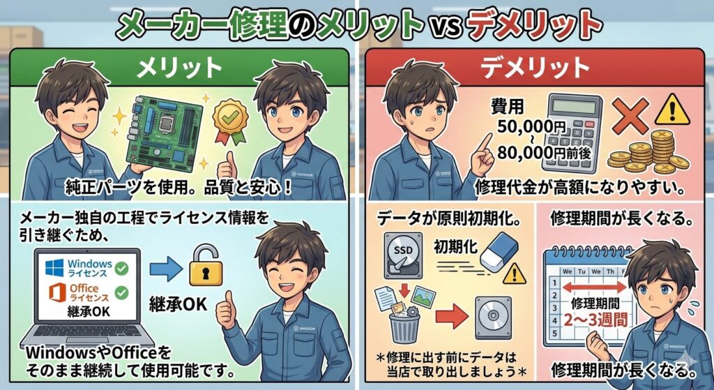 メーカー修理のメリット・デメリット