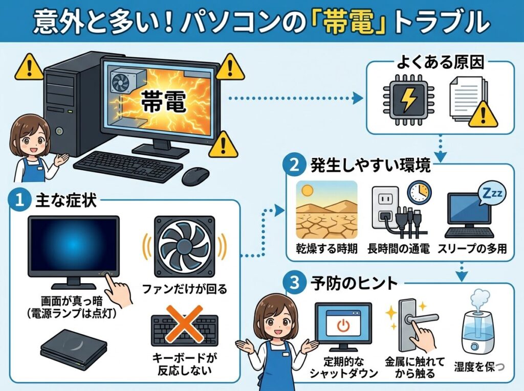 意外と多い!パソコンの帯電トラブル