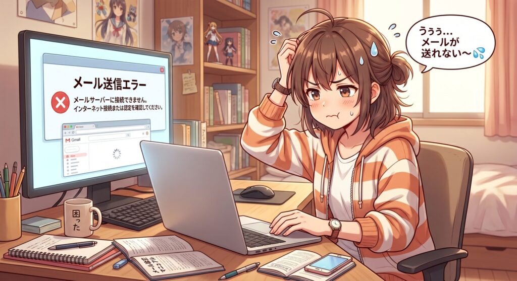 メールトラブルで困っている女の子