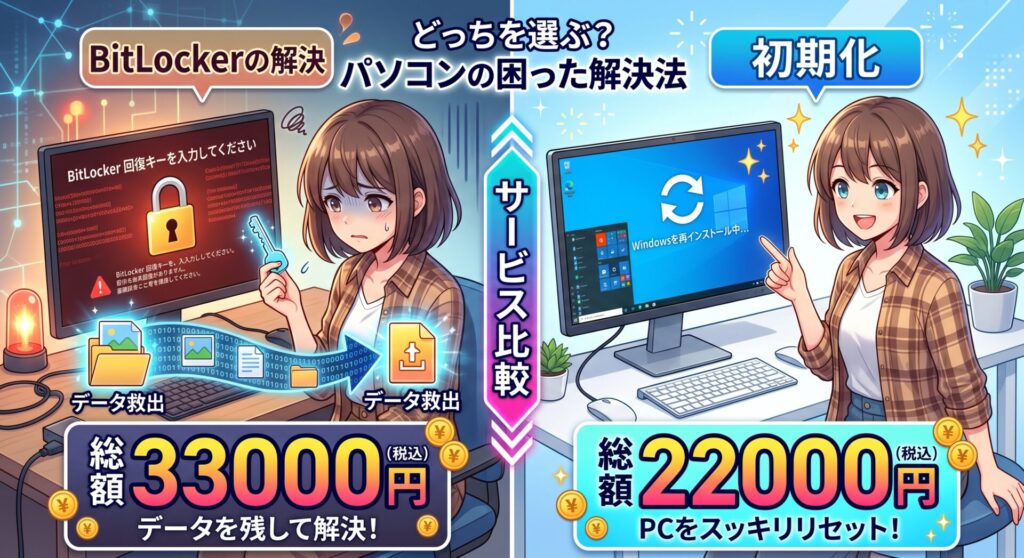 BitLocker解決の総額33000円
初期化の総額
22000円