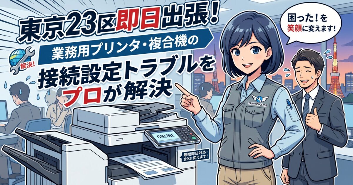 東京23区即日出張！業務用プリンタ・複合機の接続設定トラブルをプロが解決