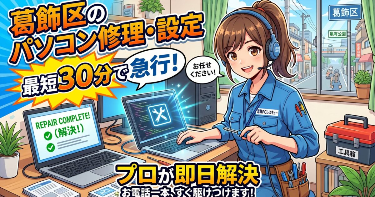 葛飾区のパソコン修理・設定｜最短30分で急行！プロが即日解決