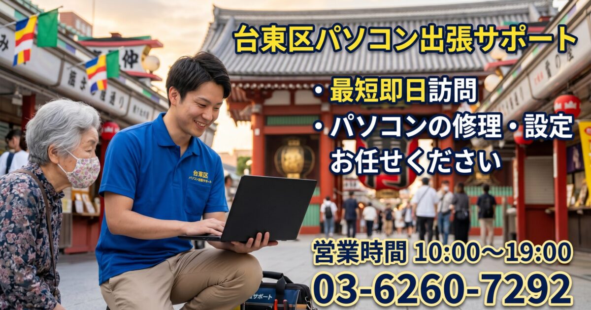 【台東区上野・浅草】PC修理・初期設定｜即日最短30分で急行