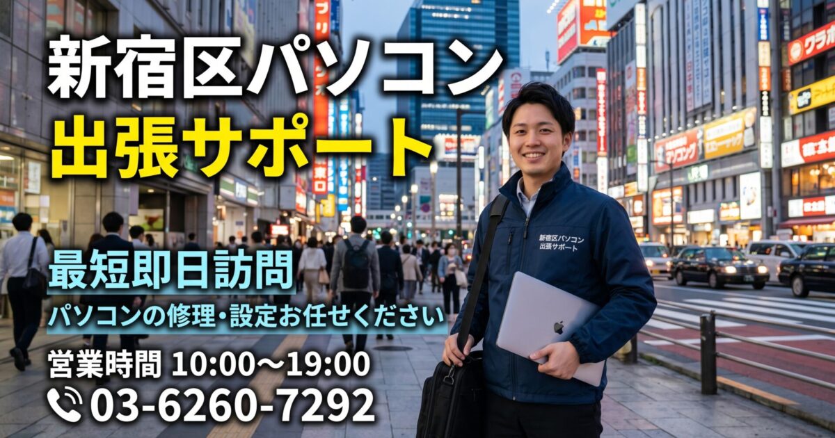 新宿区のパソコン修理・設定｜即日出張・最短30分！業界20年の実績