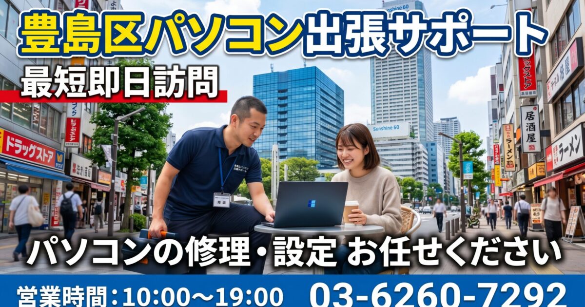 豊島区のパソコン修理・初期設定｜最短30分で急行！池袋・目白・巣鴨・大塚をプロが即日解決