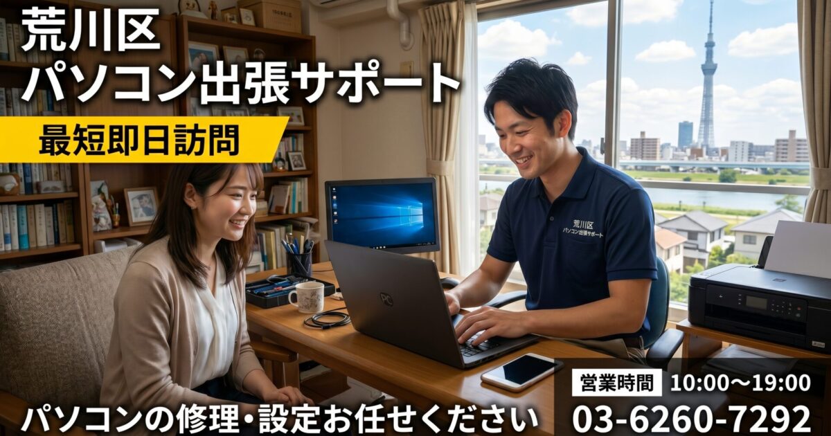 荒川区のパソコン修理・初期設定｜日暮里・西日暮里・町屋など即日解決