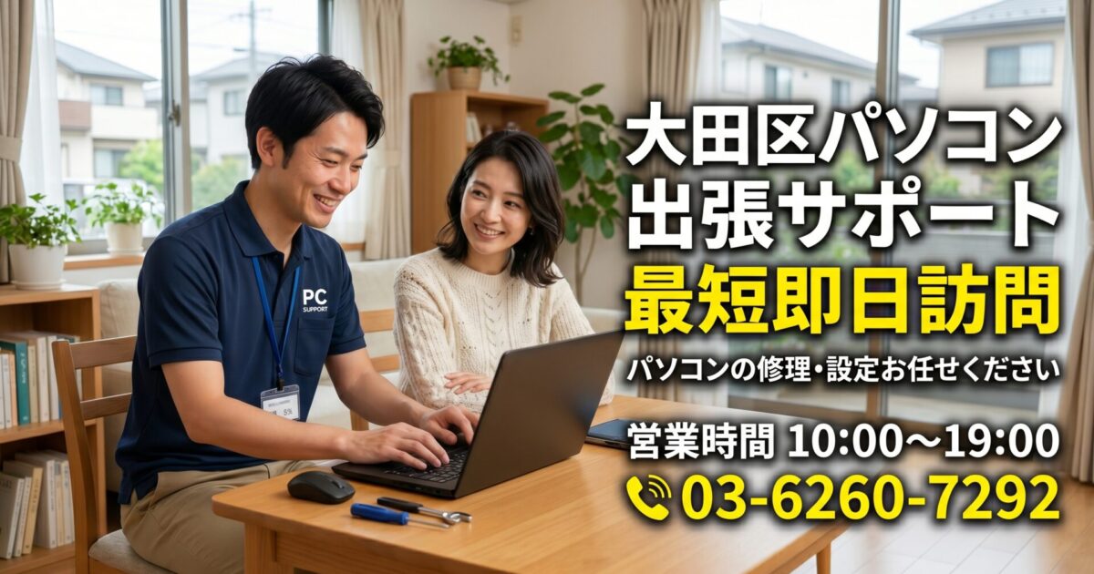 【大田区蒲田・大森】PC修理・初期設定｜即日最短30分で急行