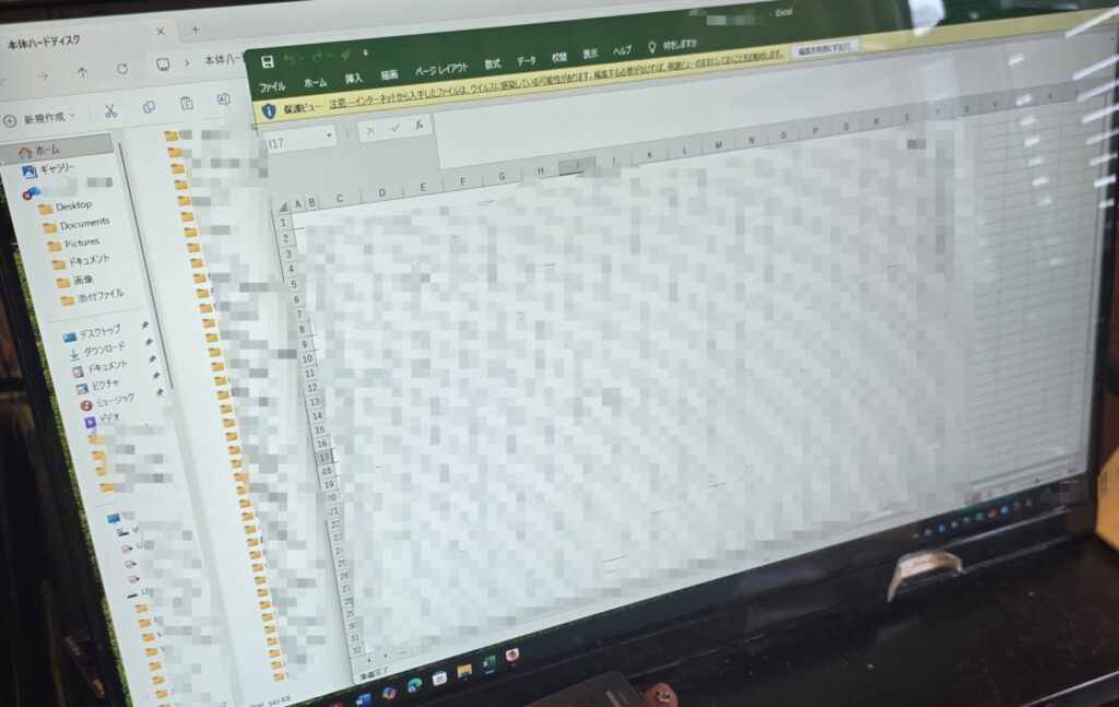 復旧作業後、無事に開けるようになったお客様の大切なExcelデータ（家計簿）